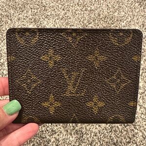 Lot of 2- Louis Vuitton Brown Monogram Card Case and Burberry Wallet